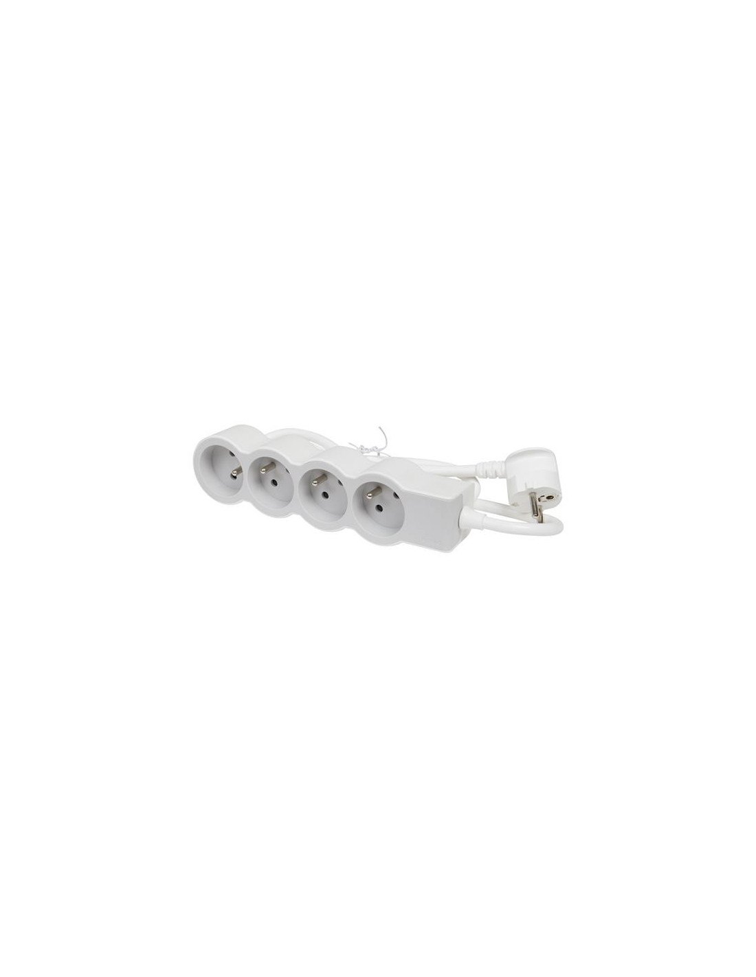 Rallonge multiprise extra-plate équipée de 4 prises 2P+T 16A 3680W avec cordon longueur 3m - blanc et gris clair