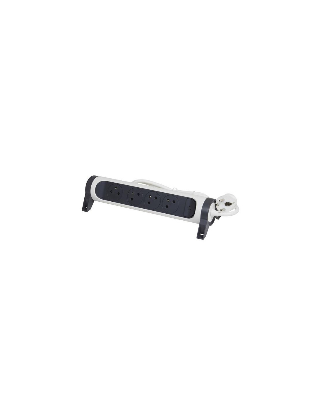 Rallonge multiprise avec bloc rotatif de 6 prises 2P+T Surface , interrupteur et cordon longueur 3m - blanc et gris fo