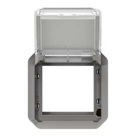 Plexo adaptateur Mosaic 2 modules volet transparent gris
