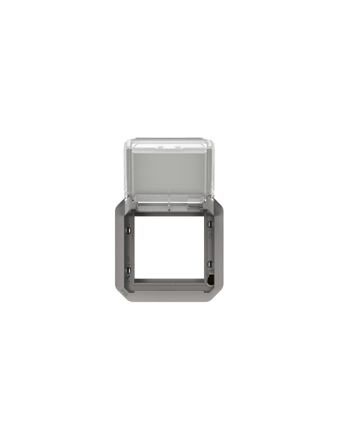 Plexo adaptateur Mosaic 2 modules volet transparent gris
