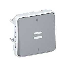 Plexo interrupteur bipolaire lumineux 10a 250v composable gris