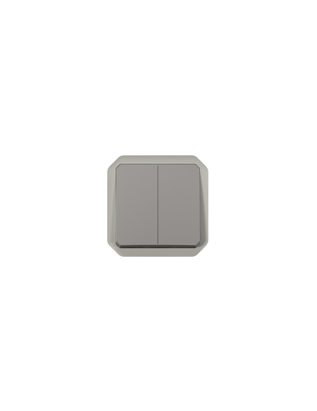 Plexo double interrupteurs 2 directions ou poussoir méca IP55 IK08 gris
