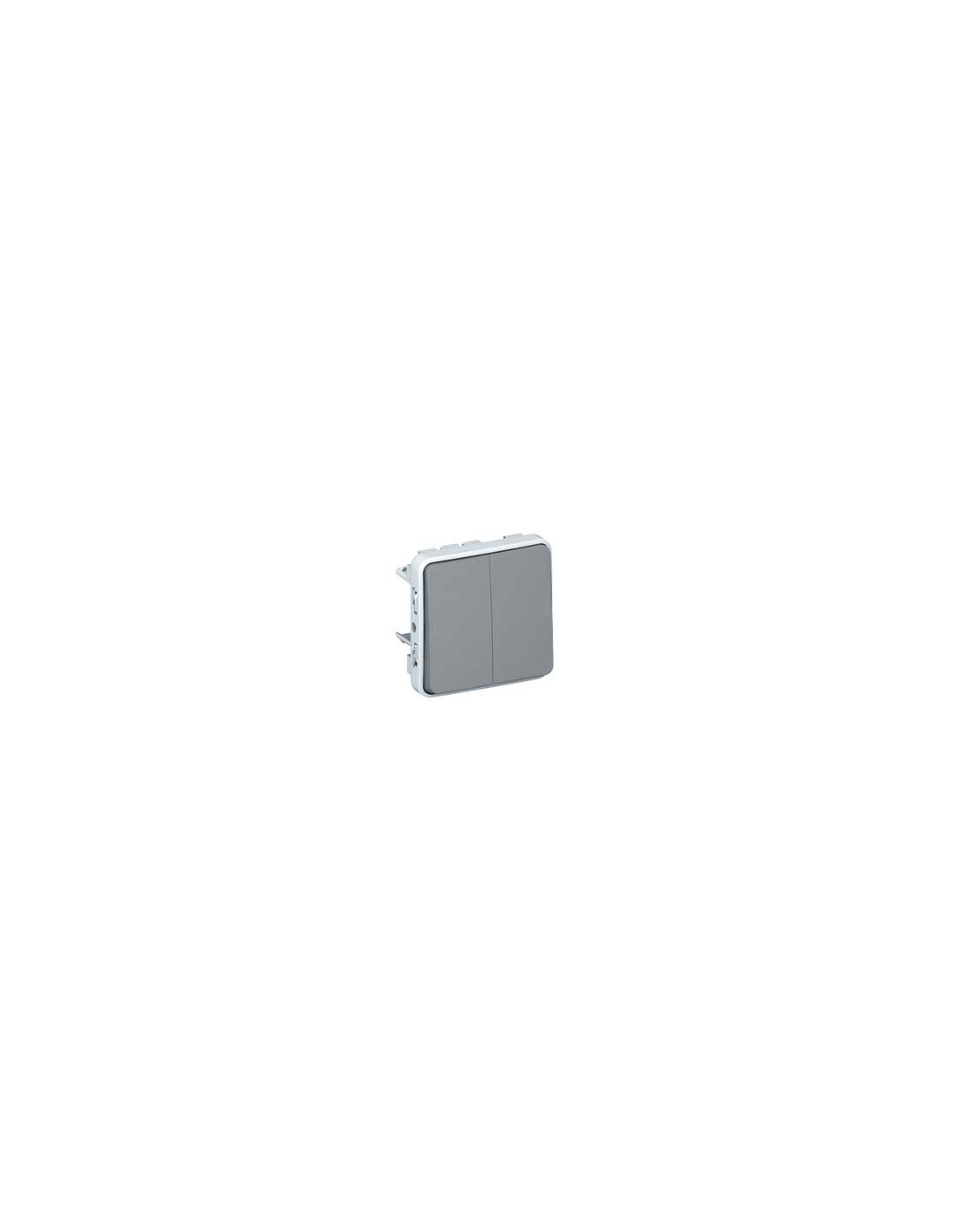 Plexo bouton-poussoir double 10a 250v composable gris