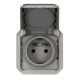 Plexo prise 2P+T bornes auto mécanisme IP55 IK08 gris