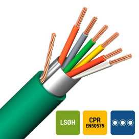 Câble d'alarme blindage global LS0H/LS0H vert Cca s1d2a1 6X0,22mm² - R100