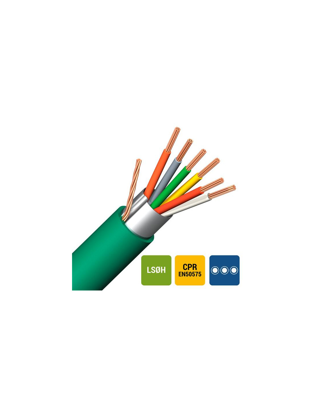 Câble d'alarme blindage global LS0H/LS0H vert Cca s1d2a1 6X0,22mm² - R100