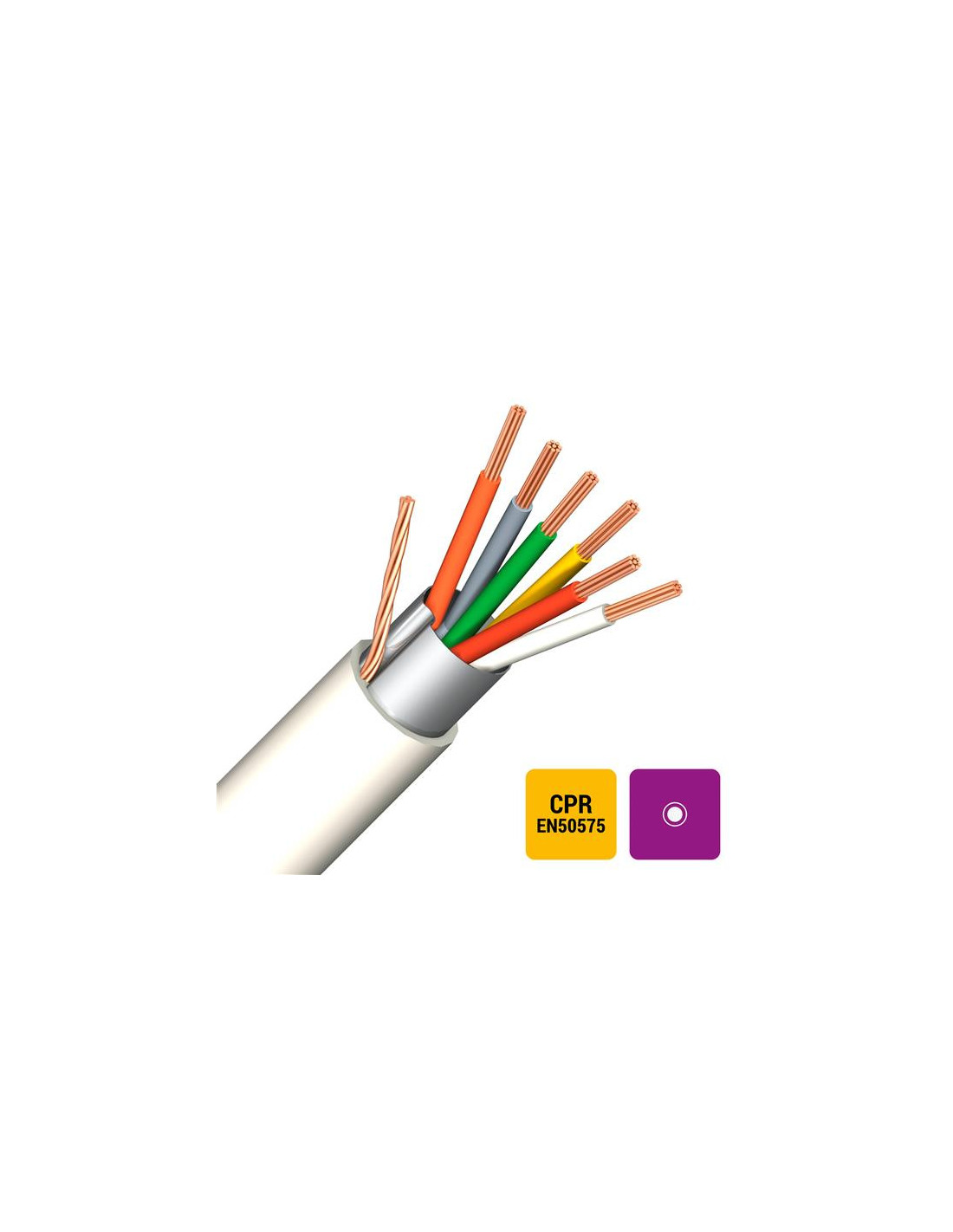 Câble d'alarme blindage global PVC/PVC blanc Eca 6X0,22mm² - R100