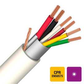 Câble d'alarme+aliment blindage global PVC/PVC blanc Eca 2X0,75+8X0,22 - R100