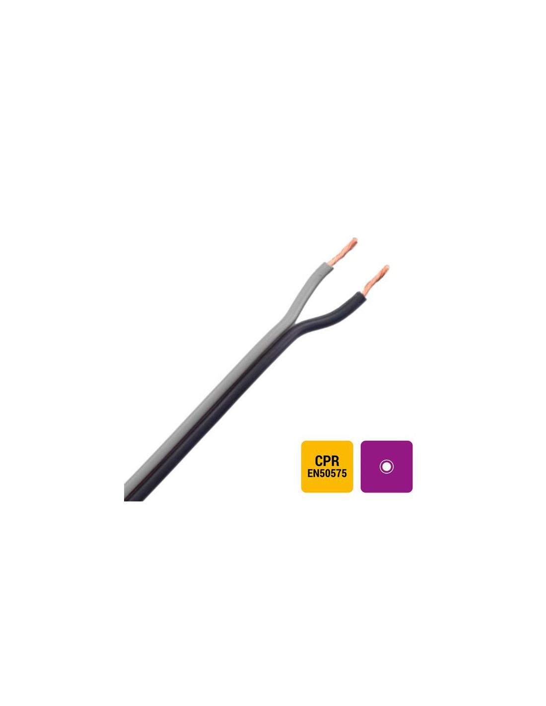 Câble haut-parleur PVC noir/gris intérieur Eca 2X0,75mm² - R100