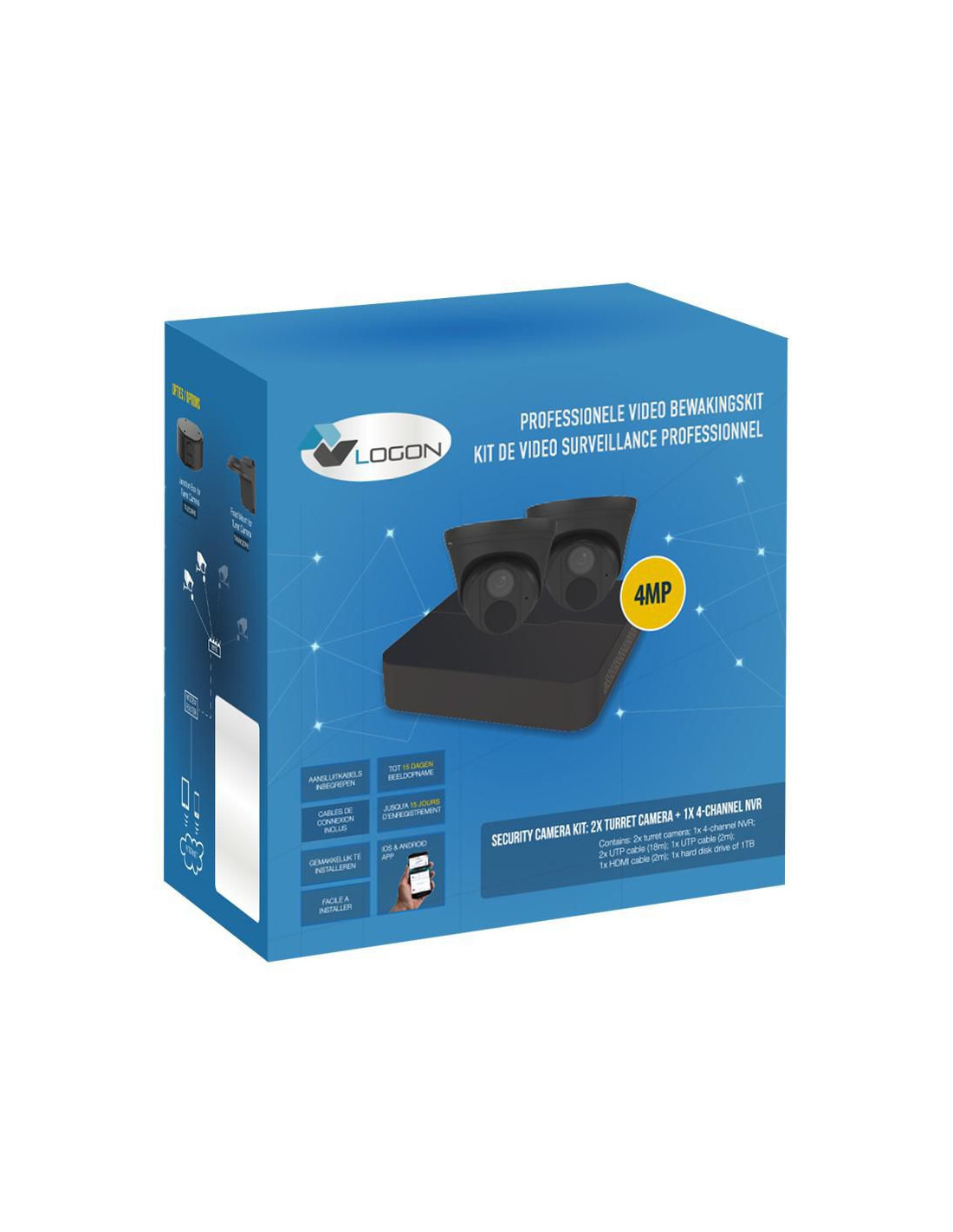 Kit de caméras 2x 4MP tourelle 2.8mm - NVR 4 canaux - noir