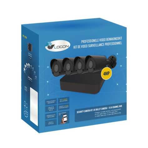 Kit de caméras 4x 4MP mini bullet 2.8mm - NVR 8 canaux - noir