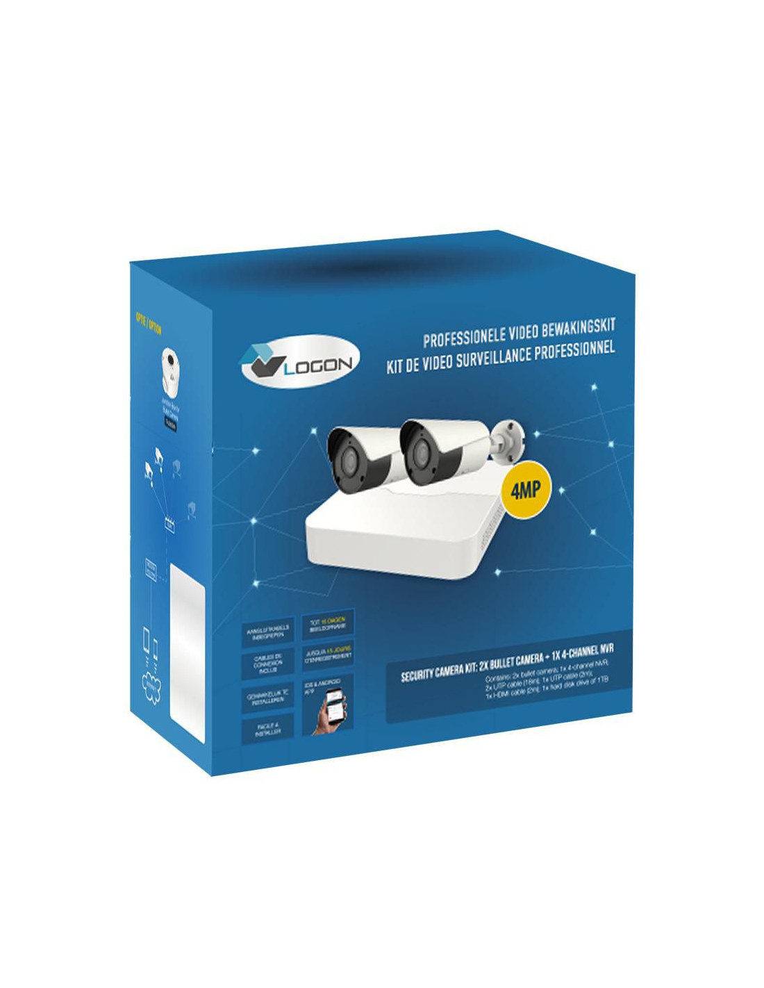 Kit de caméras 2x 4MP mini bullet 2.8mm avec NVR 4 canaux - blanc