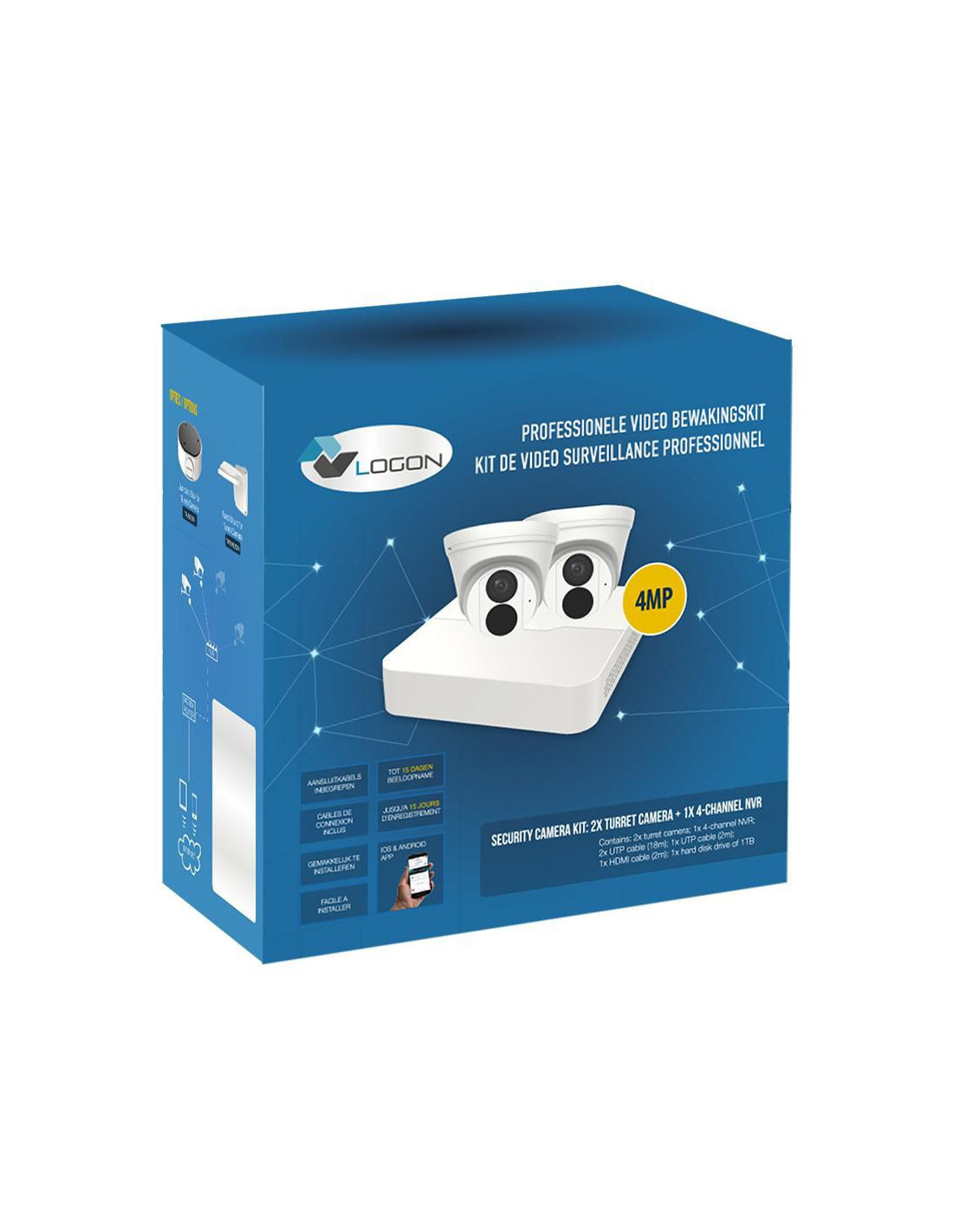 Kit de caméras 2x 4MP tourelle 2.8mm avec NVR 4 canaux - blanc