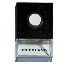 Bouton poussoir 8V illuminé noir avec plaque signalétique et bouton blanc