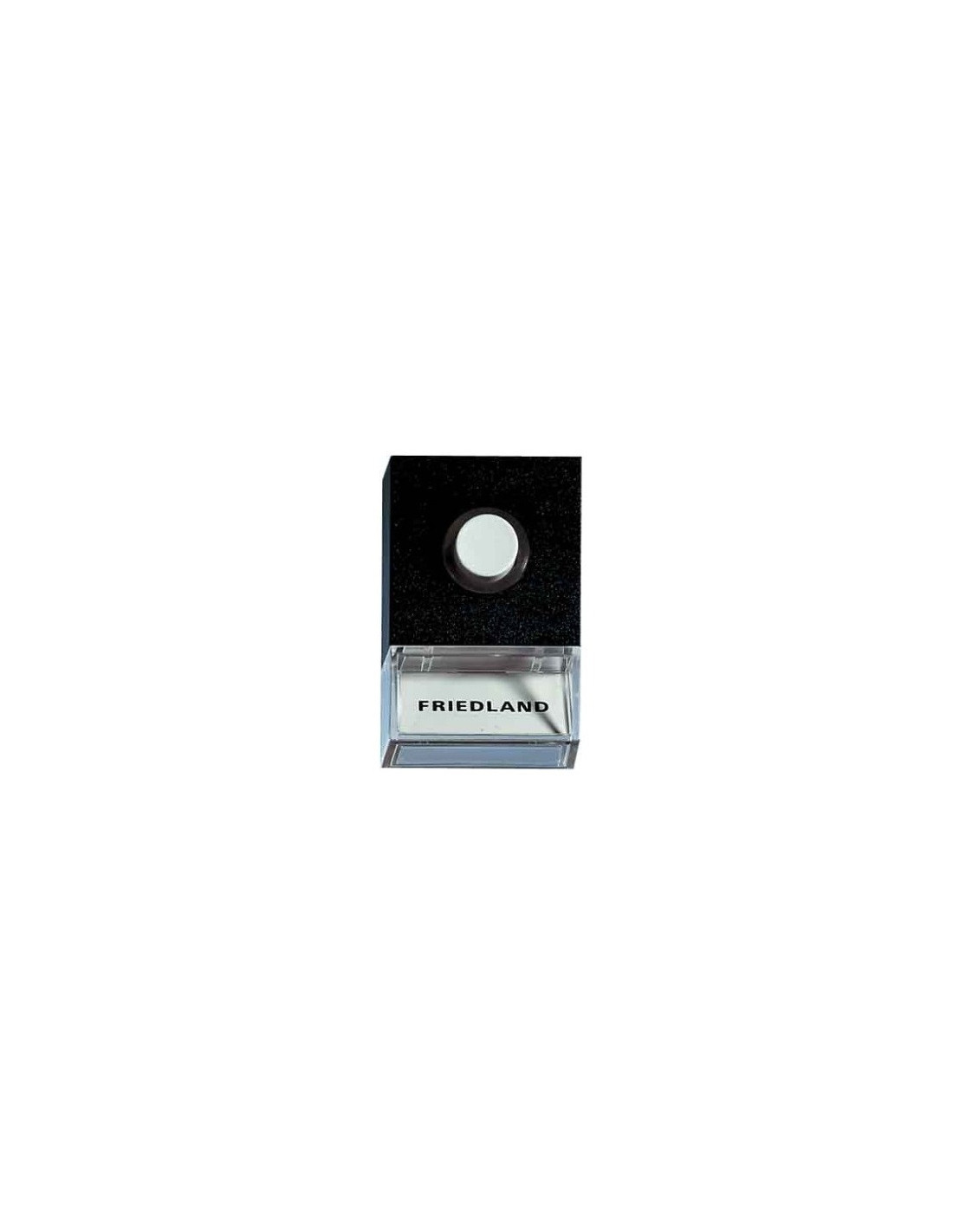 Bouton poussoir 8V illuminé noir avec plaque signalétique et bouton blanc