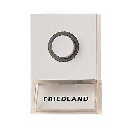 Bouton poussoir 8V illuminé blanc avec plaque signalétique et bouton noir