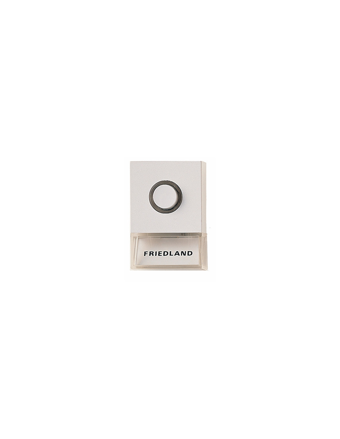 Bouton poussoir 8V illuminé blanc avec plaque signalétique et bouton noir