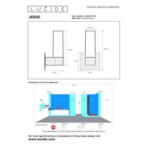 JESSE - Applique murale Salle de bains - 1xG9 - IP44 - Noir