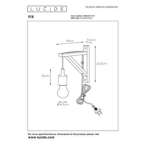 FIX - Applique murale - 1xE27 - Blanc