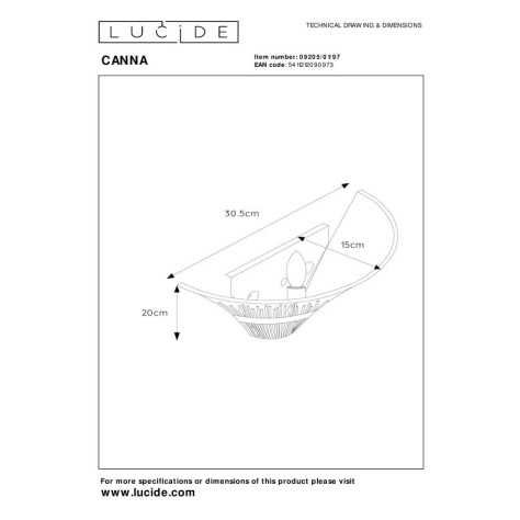 CANNA - Applique murale - 1xE14 - Rouille