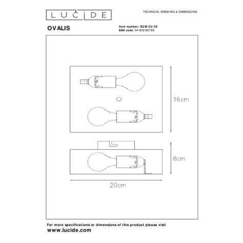 OVALIS - Applique murale - 2xE14 - Noir