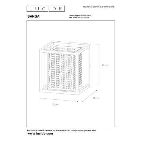 SANSA - Applique murale - 1xE27 - Noir