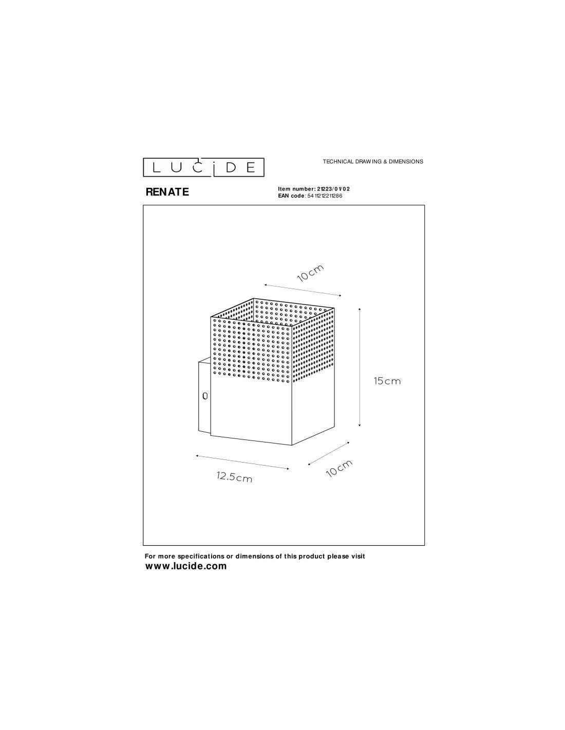 RENATE - Applique murale - 1xE27 - Or Mat / Laiton