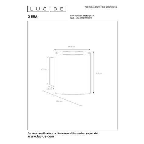 XERA - Applique murale - Ø 8 cm - 1xG9 - Noir