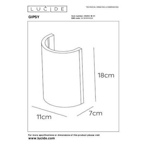 GIPSY - Applique murale - 1xG9 - Blanc