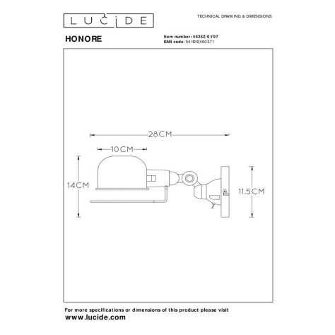 HONORE - Applique murale - 1xE14 - Rouille