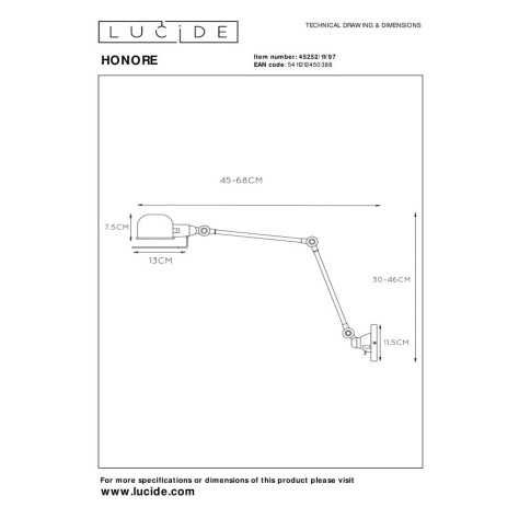 HONORE - Applique murale - 1xE14 - Rouille