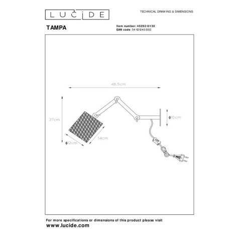 TAMPA - Applique murale - 1xE27 - Noir