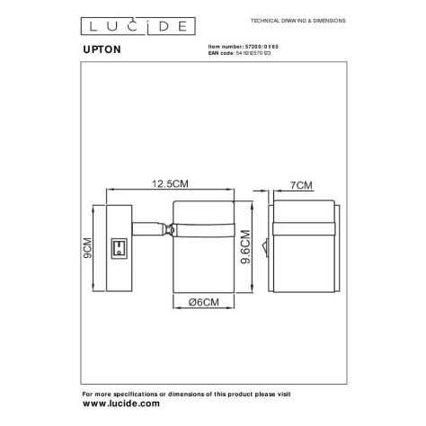 UPTON - Applique murale - 1xGU10 - Fumé