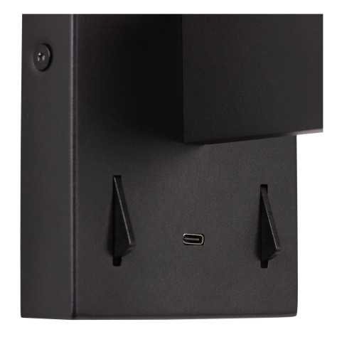 FINAN - Applique murale - LED - 2700K - Point de rechargement USB - Noir