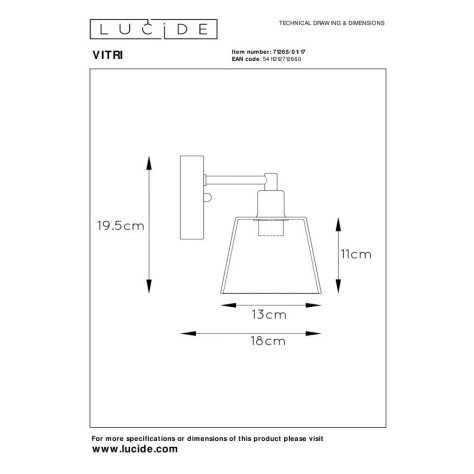 VITRI - Applique murale - 1xE14 - Cuivre