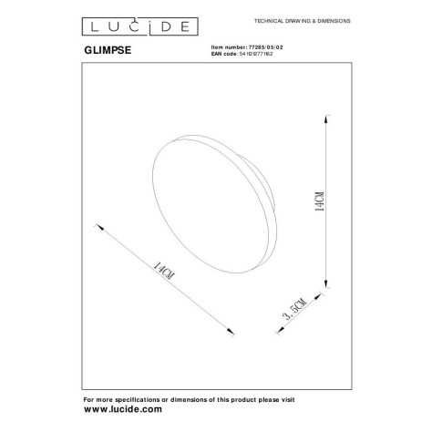 GLIMPSE - Applique murale - Ø 14 cm - LED - 1x5W 2700K - Or Mat / Laiton
