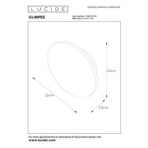GLIMPSE - Applique murale - Ø 22 cm - LED - 1x11W 2700K - Or Mat / Laiton