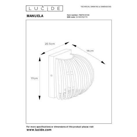 MANUELA - Applique murale - 1xE14 - Vert