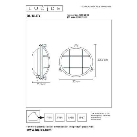 DUDLEY - Applique murale Intérieur/Extérieur - 1xE27 - IP65 - Or Mat / Laiton