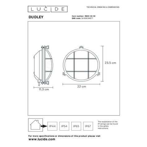 DUDLEY - Applique murale Intérieur/Extérieur - 1xE27 - IP65 - Noir