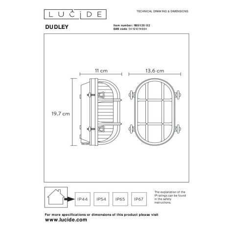 DUDLEY - Applique murale Intérieur/Extérieur - 1xE27 - IP65 - Or Mat / Laiton