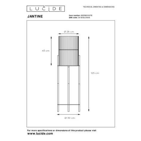 JANTINE - Lampadaire - Ø 30 cm - 1xE27 - Naturel