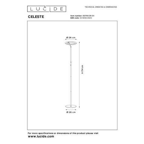 CELESTE - Lampadaire - Ø 28 cm - LED Dim. - 1x21W 2700K - Blanc