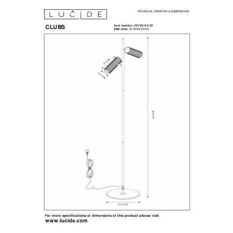 CLUBS - Lampadaire - 2xGU10 - Noir