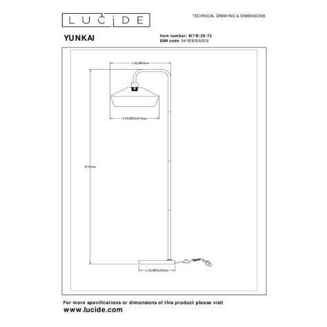 YUNKAI - Lampadaire - Ø 40 cm - 1xE27 - Naturel