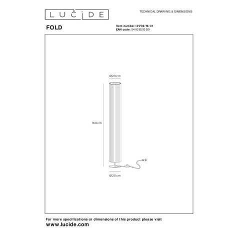 FOLD - Lampadaire - Ø 20 cm - 3xE27 - Blanc