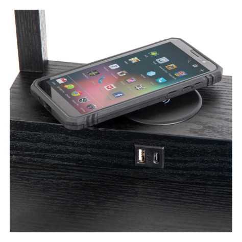 MENNO - Lampadaire - 1xE27 - Avec chargeur sans fil - Noir