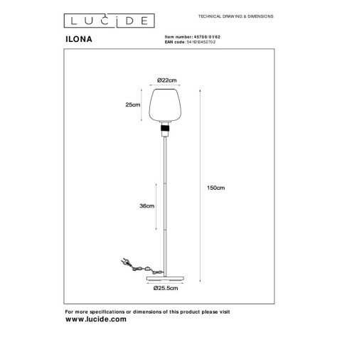ILONA - Lampadaire - Ø 34 cm - 1xE27 - Ambre
