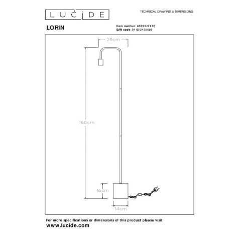 LORIN - Lampadaire - 1xE27 - Noir