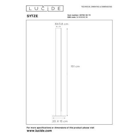 SYTZE - Lampadaire - LED Dim. - 1x32W 3000K - Naturel